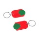 Chiphalter mit 1 Euro-Chip mit Schlüsselring - grün/rot